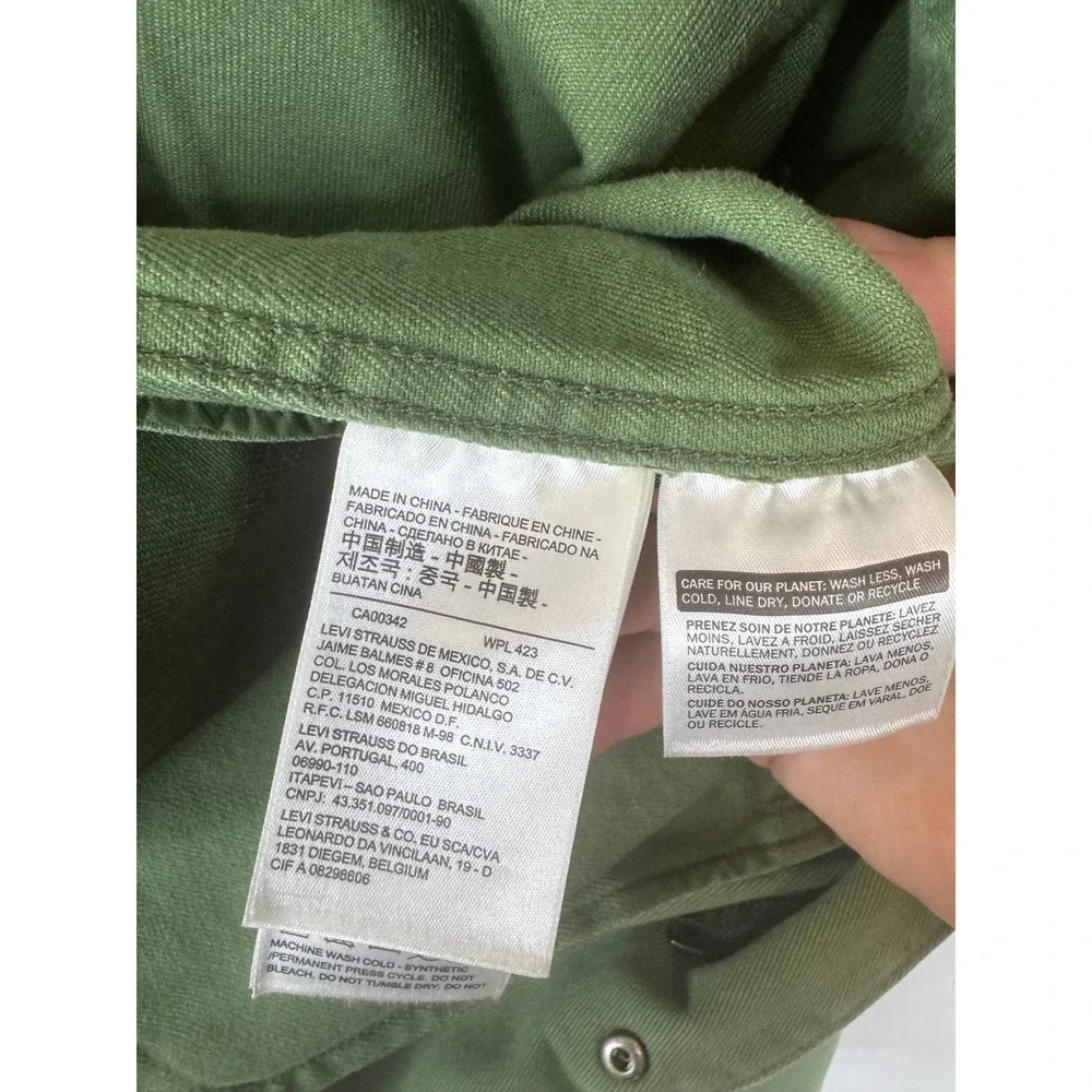 Levis Mens Olive Green Cotton Twill Field Jacket Military Utility Coat Size M